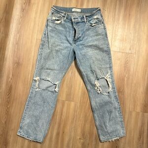 Abercrombie & Fitch ultra high rise ankle straight jeans sz 29xs destroyed
